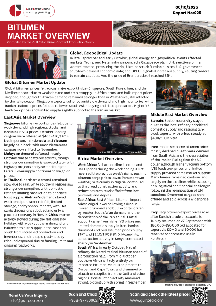 Bitumen Market Report 6 October 2025