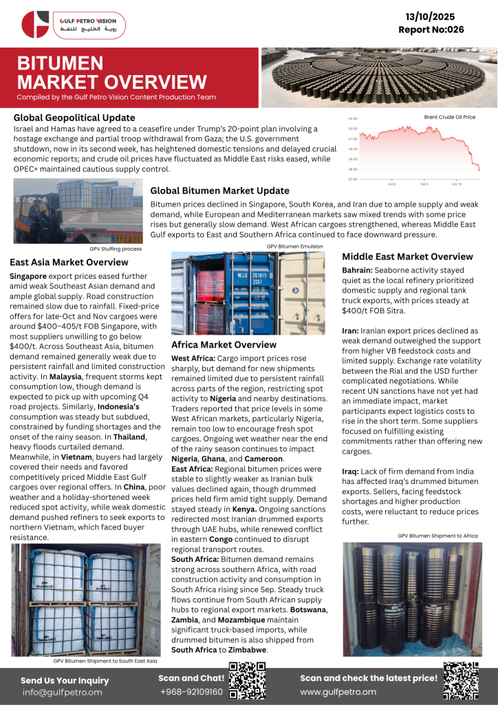 Bitumen Market Report 13 Oct