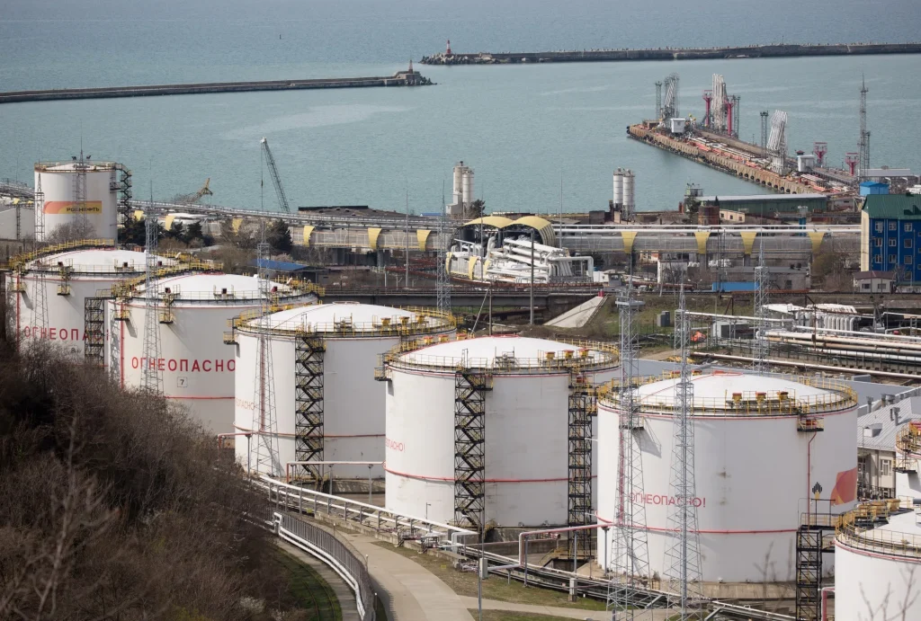Massive crude oil storage tanks