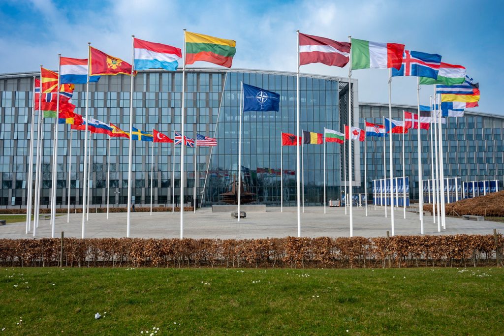 NATO flags or headquarters (for alliance context)