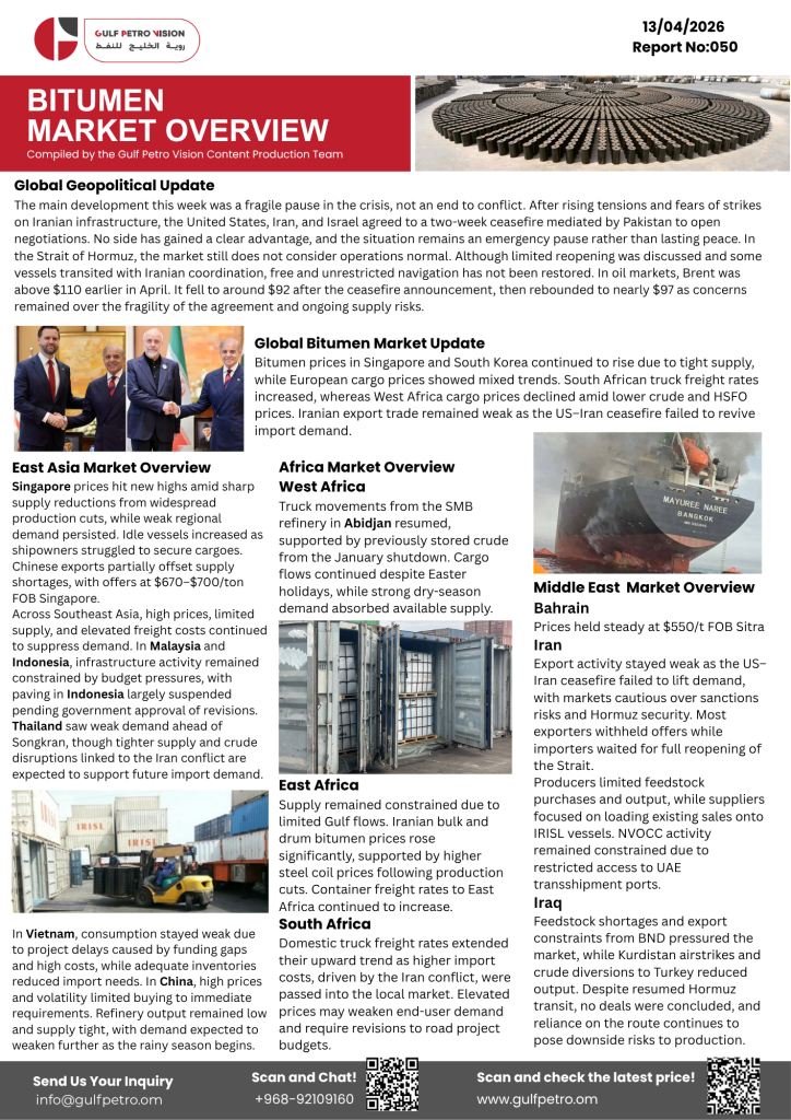 Bitumen Market Report 13 April 2026